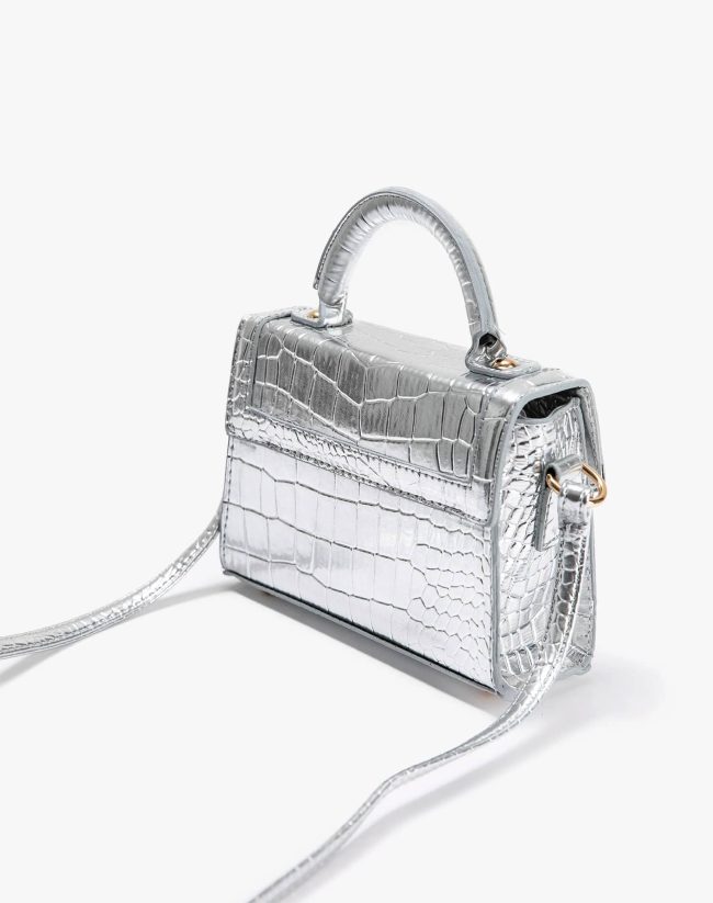 Women's Evening Dress Bag Diagonal Shiny Strap Lined - Image 4