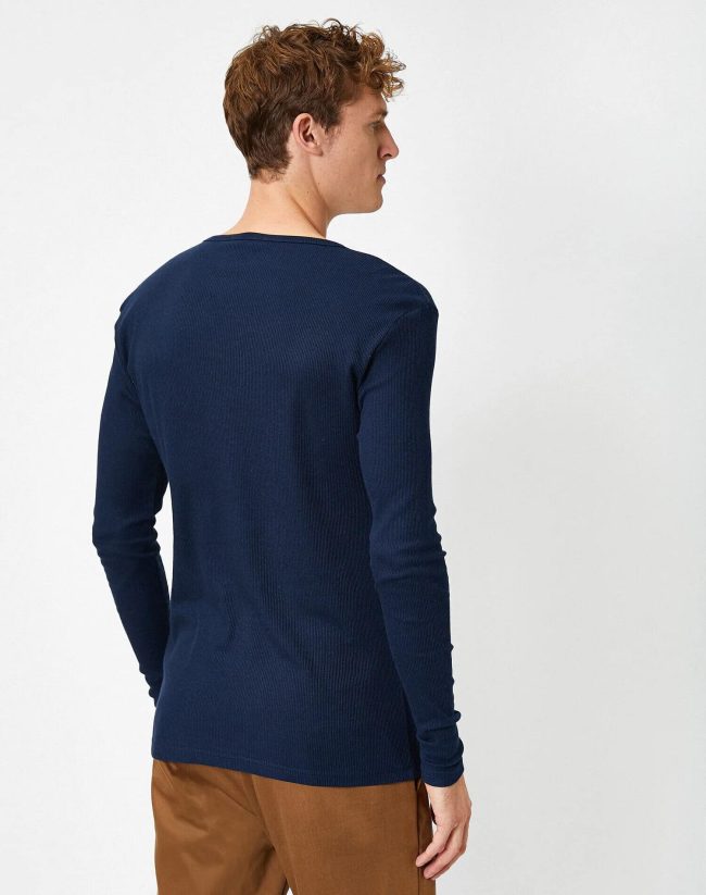 Cotton Crew Neck Long Sleeve T-Shirt - Image 4